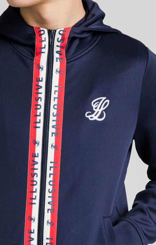 Illusive London Central Tape Zip Through Hoodie - Navy