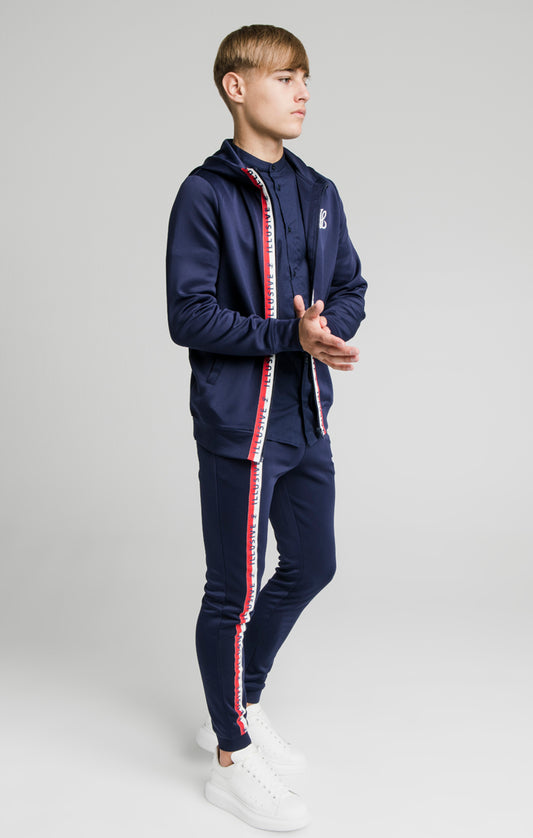 Illusive London Central Tape Zip Through Hoodie - Navy