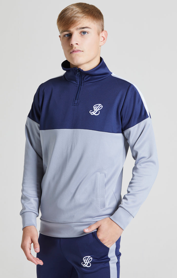 Illusive London Taped Funnel Neck - Navy & Grey