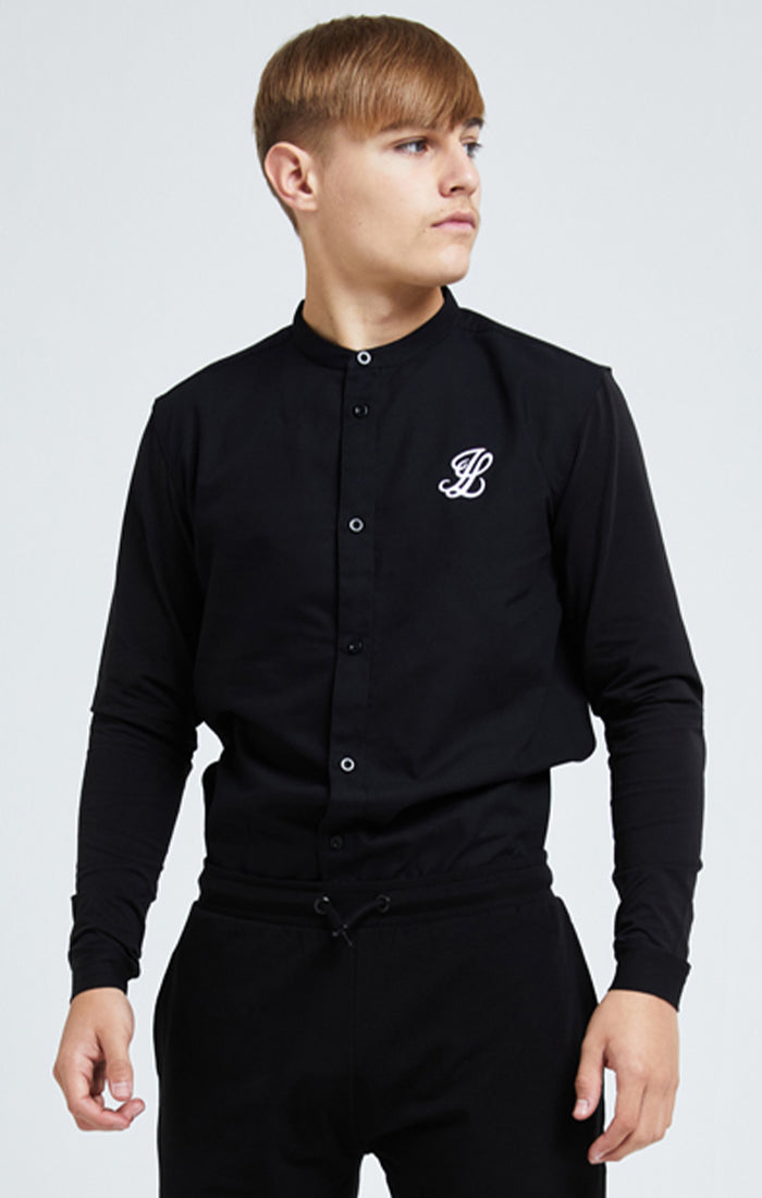 Boys Illusive Black Grandad Shirt