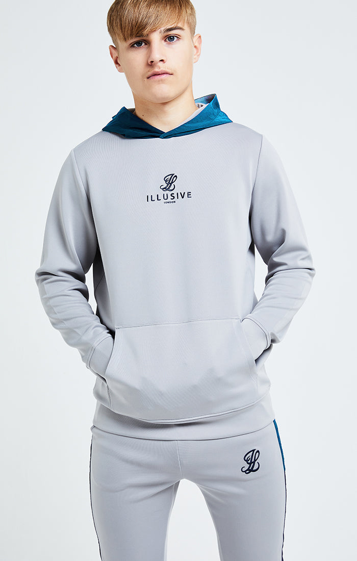 Illusive London Hybrid Overhead Hoodie - Grey & Blue (1)