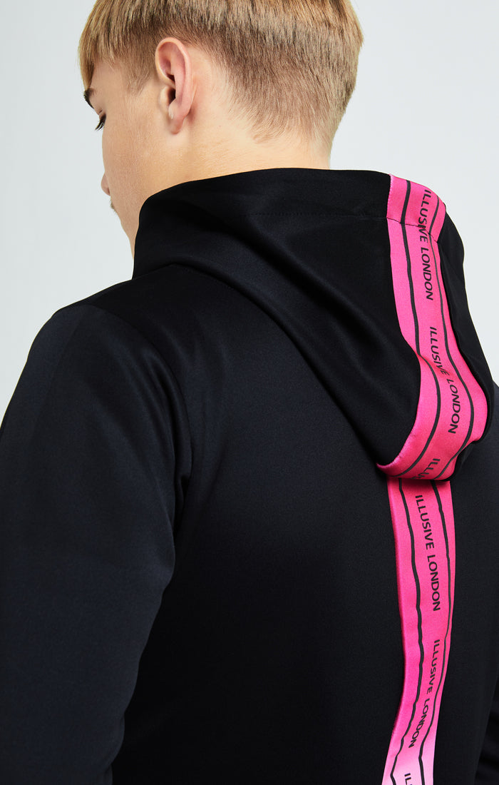 Illusive London Flux Taped Overhead Hoodie - Black & Pink (1)