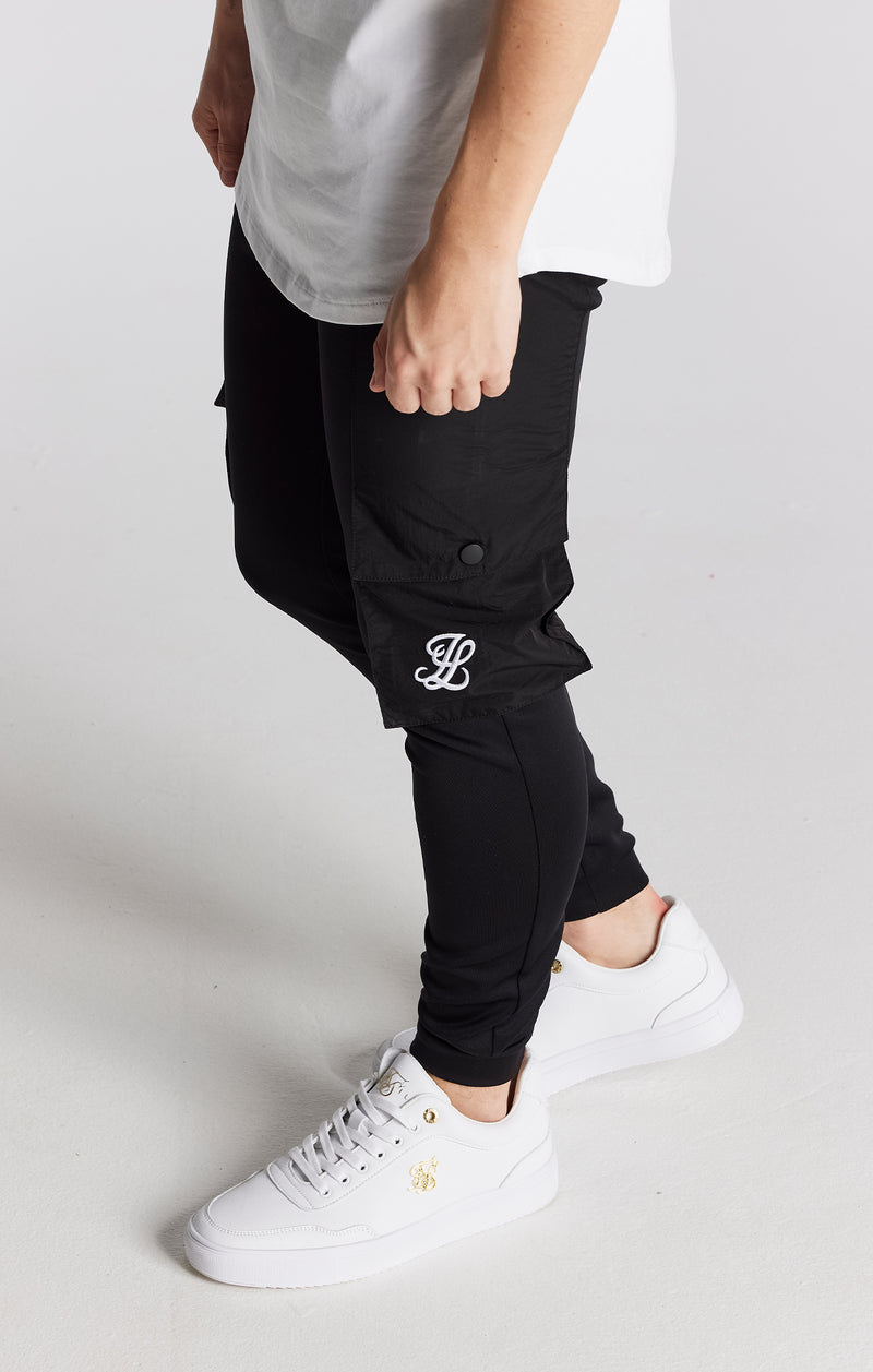 Boys Illusive Black Cargo Pant