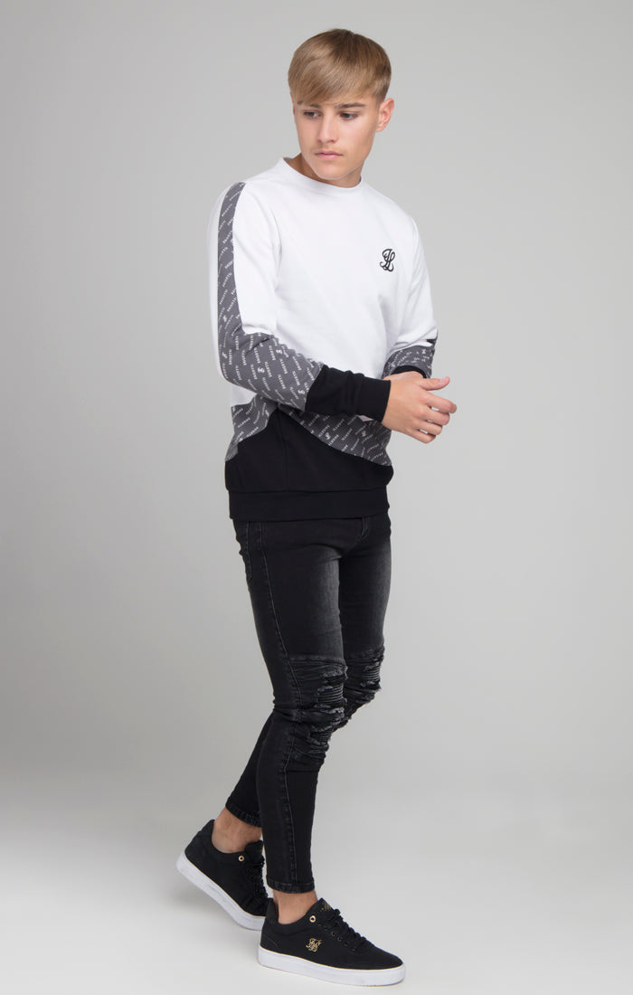 Load image into Gallery viewer, Boys Illusive White Panelled Sweatshirt (1)