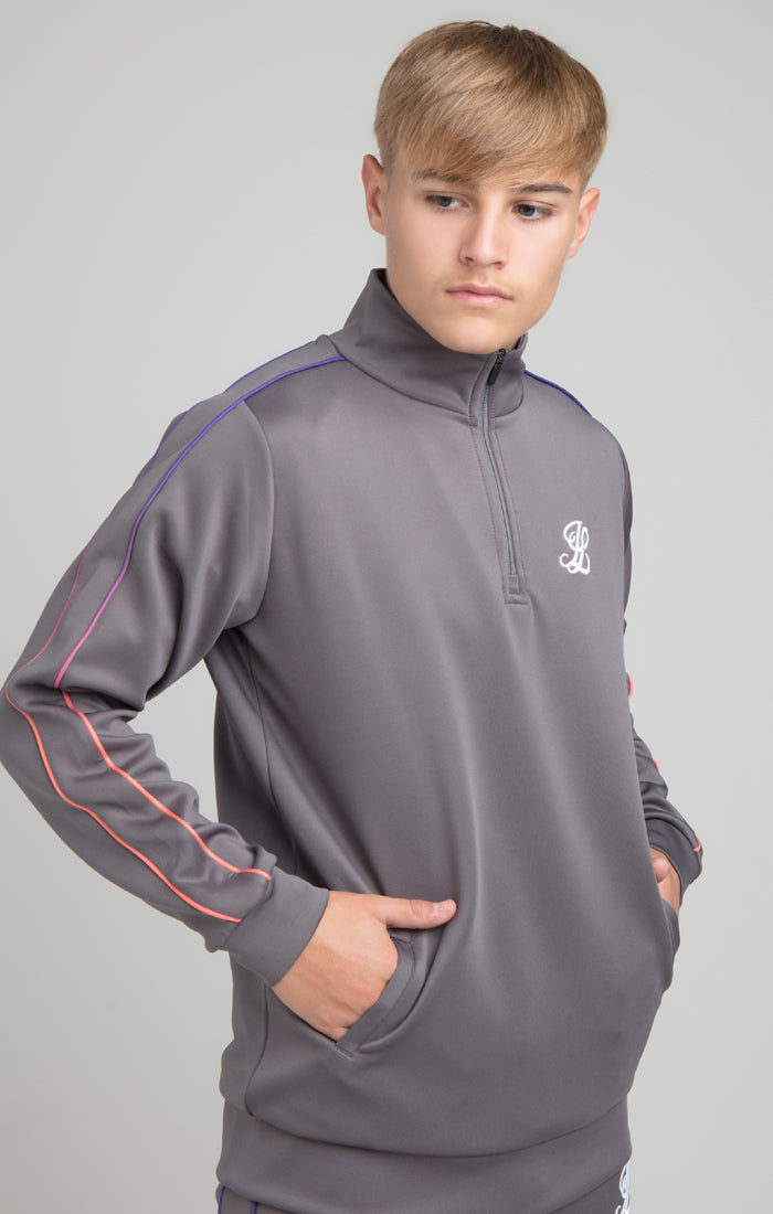 Boys Illusive Grey 1/4 Zip Funnel Neck