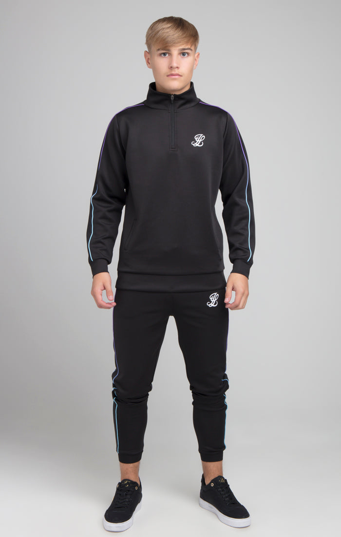 Boys Illusive Black 1/4 Zip Funnel Neck (1)