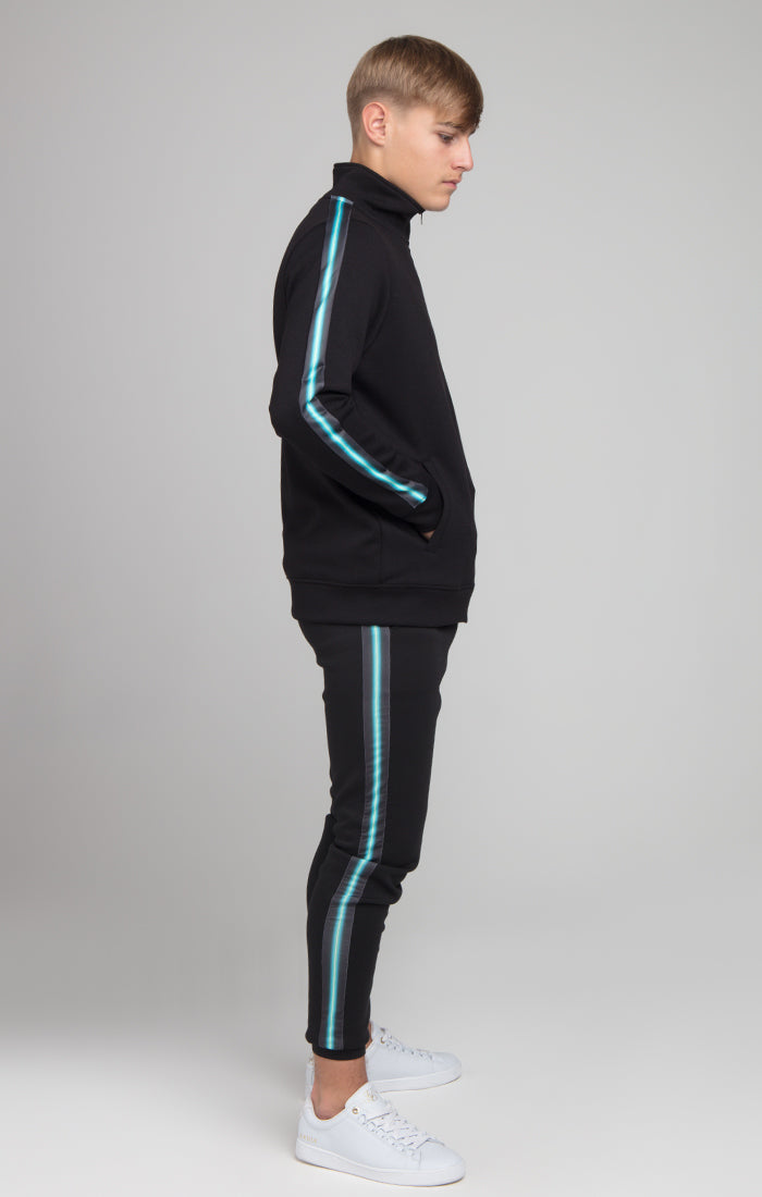 Boys Illusive Black Taped Zip Thru Funnel Neck (1)