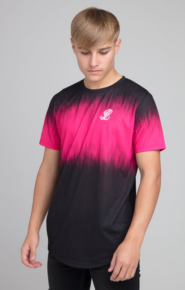 Illusive London Tie Dye Fade Tee - Black & Pink