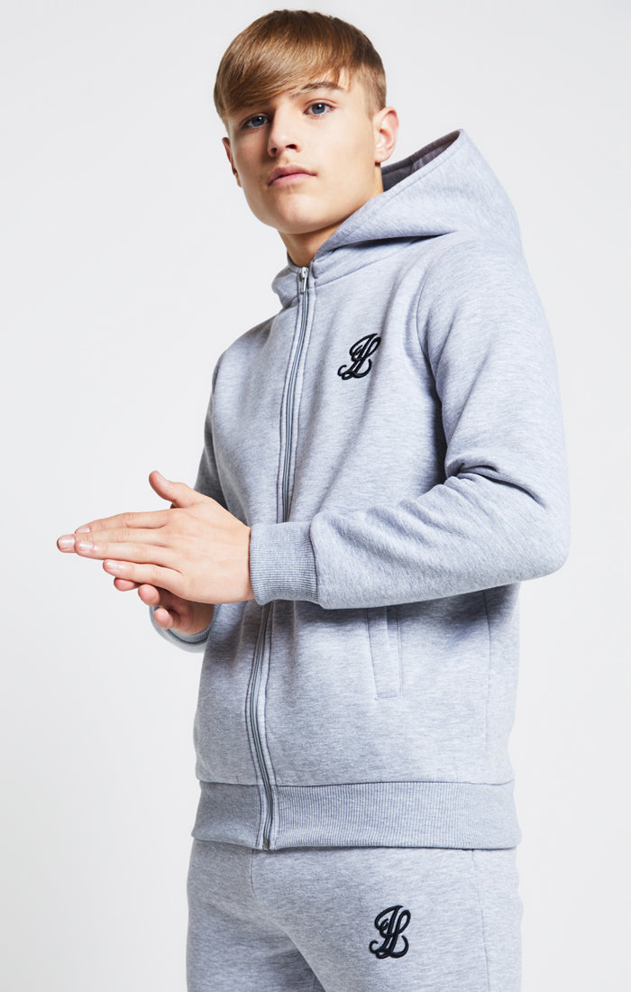 Boys Illusive Grey Marl Essentials Zip Thru Hoodie