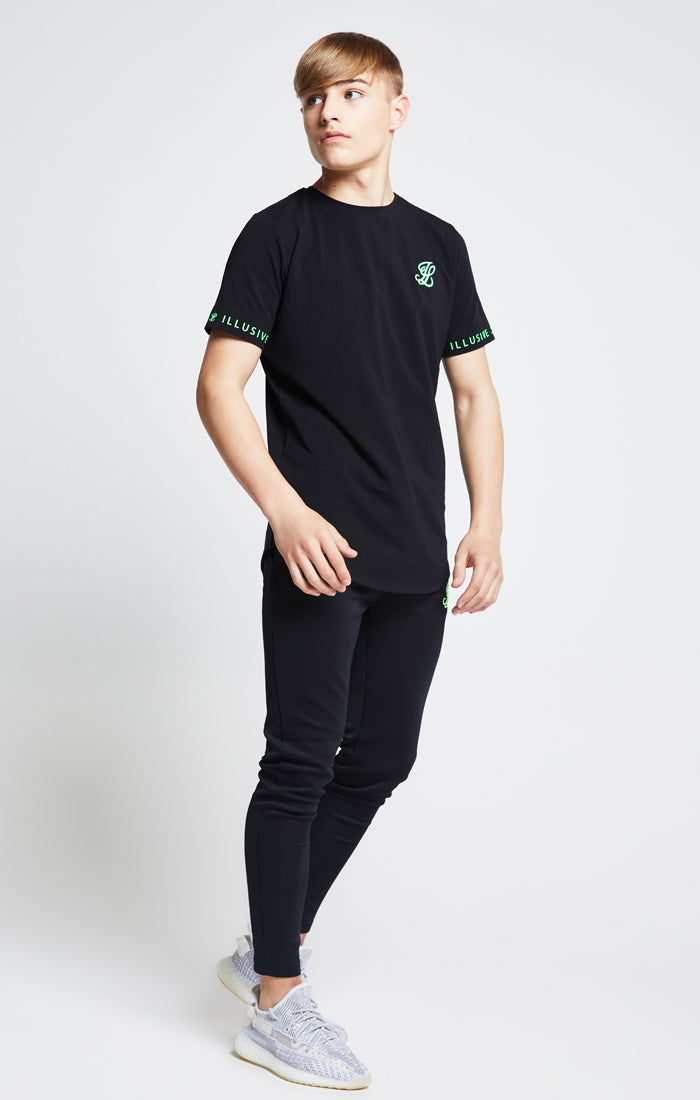 Illusive London S/S Taped Tee – Black & Neon Green (1)