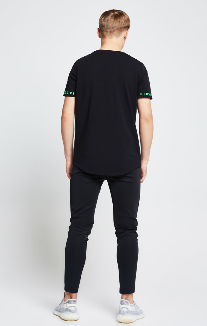 Illusive London S/S Taped Tee – Black & Neon Green (2)