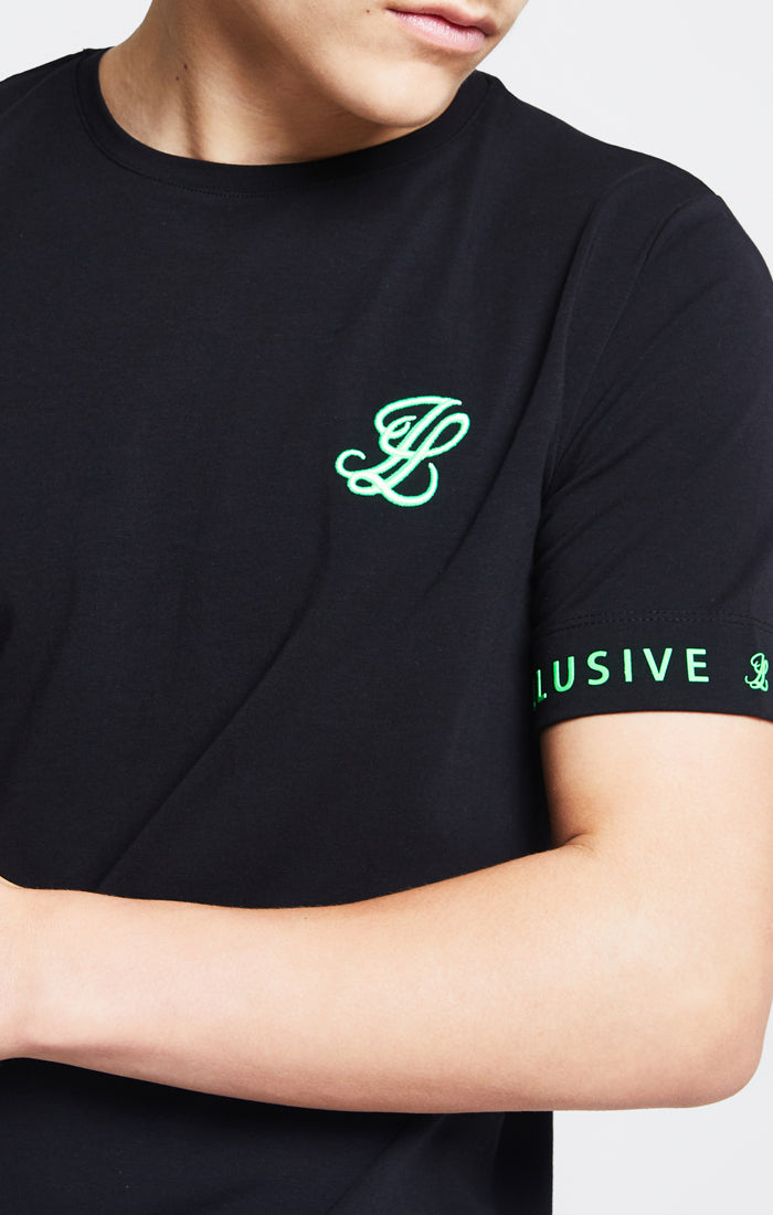 Illusive London S/S Taped Tee – Black & Neon Green (3)