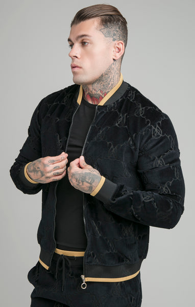 Black velour bomber clearance jacket