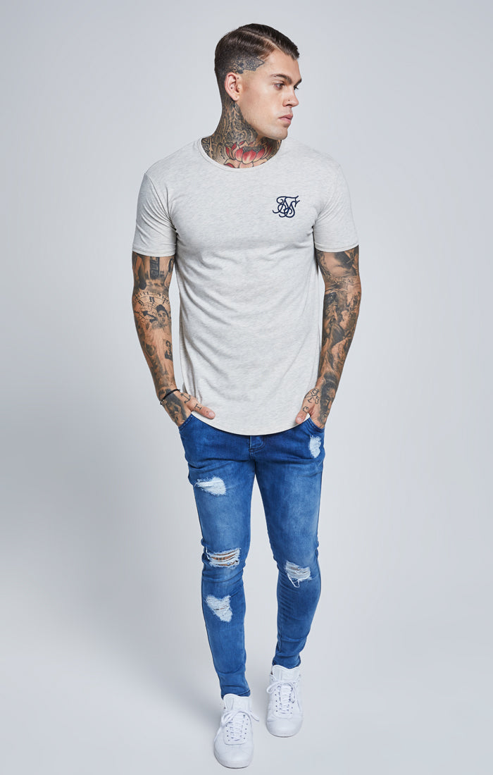 SikSilk S/S Gym Tee – Snow Marl (1)