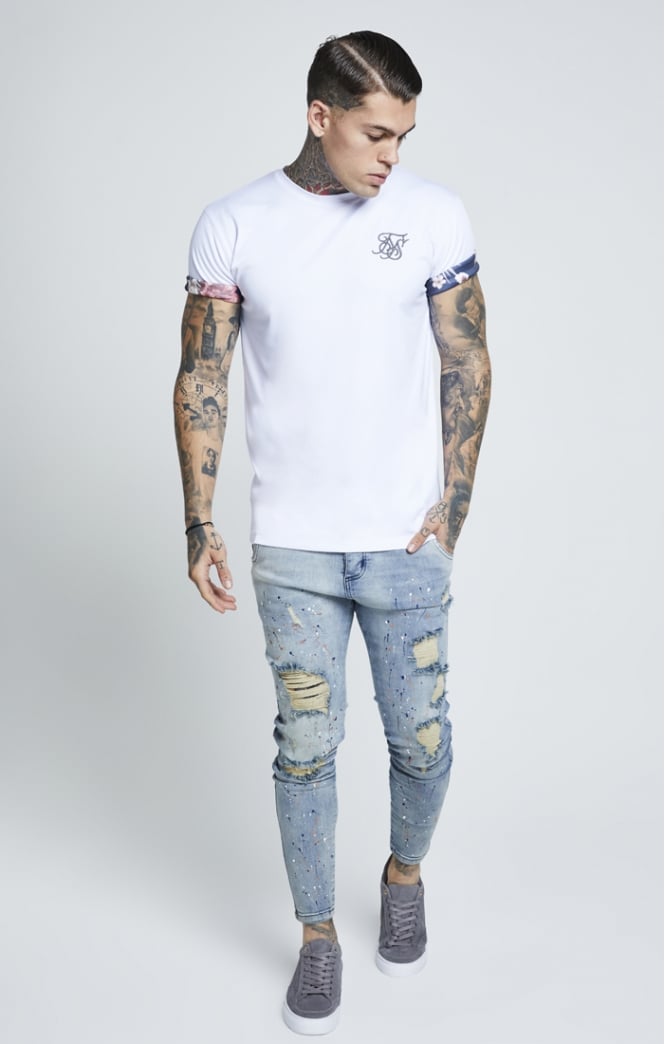 SikSilk Curved Hem Rolled Sleeve Tee - White (1)