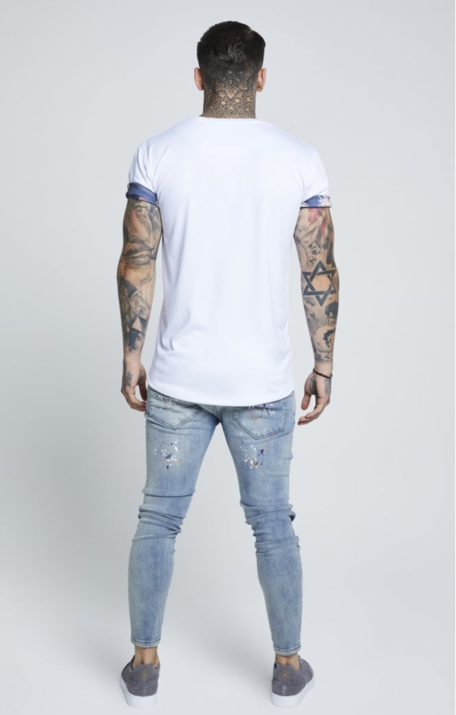 SikSilk Curved Hem Rolled Sleeve Tee - White (2)