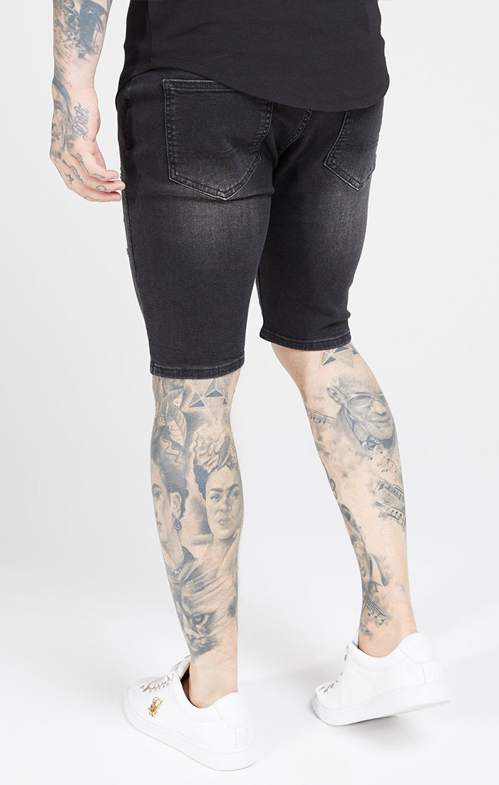 Black Skinny Distressed Denim Short (1)
