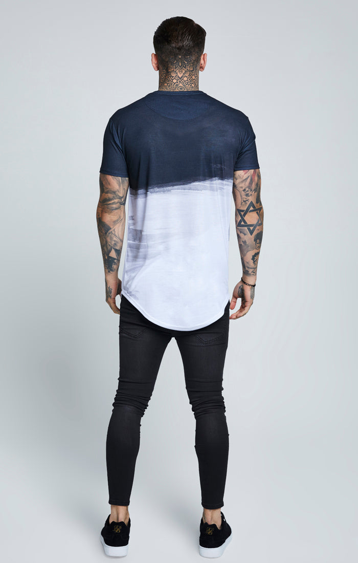 SikSilk Curved Hem Wash Out Tee - Black & White (2)