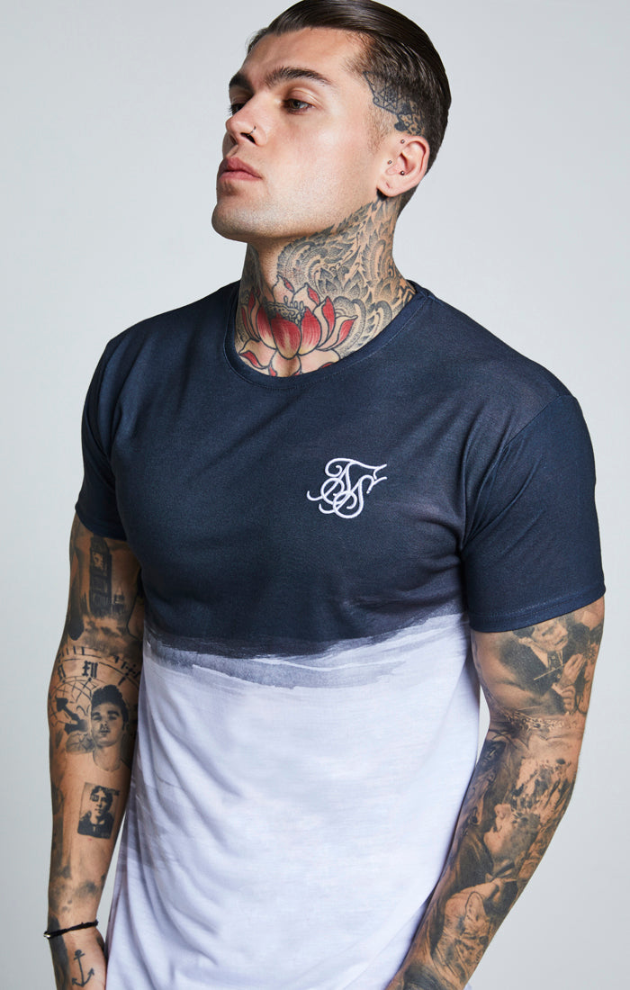 SikSilk Curved Hem Wash Out Tee - Black & White (4)