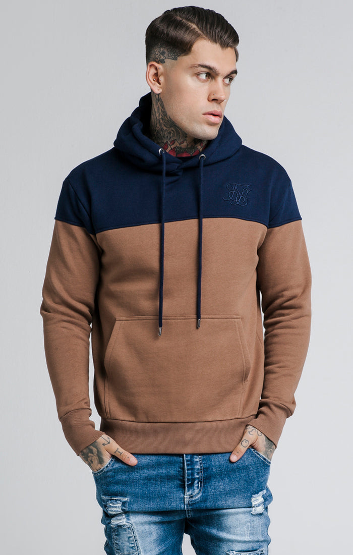 SikSilk Cut and Sew Overhead Hoodie - Rust & Navy