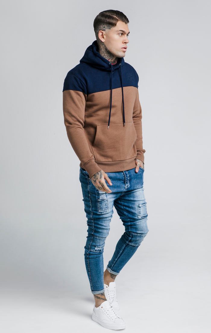 SikSilk Cut and Sew Overhead Hoodie - Rust & Navy (3)