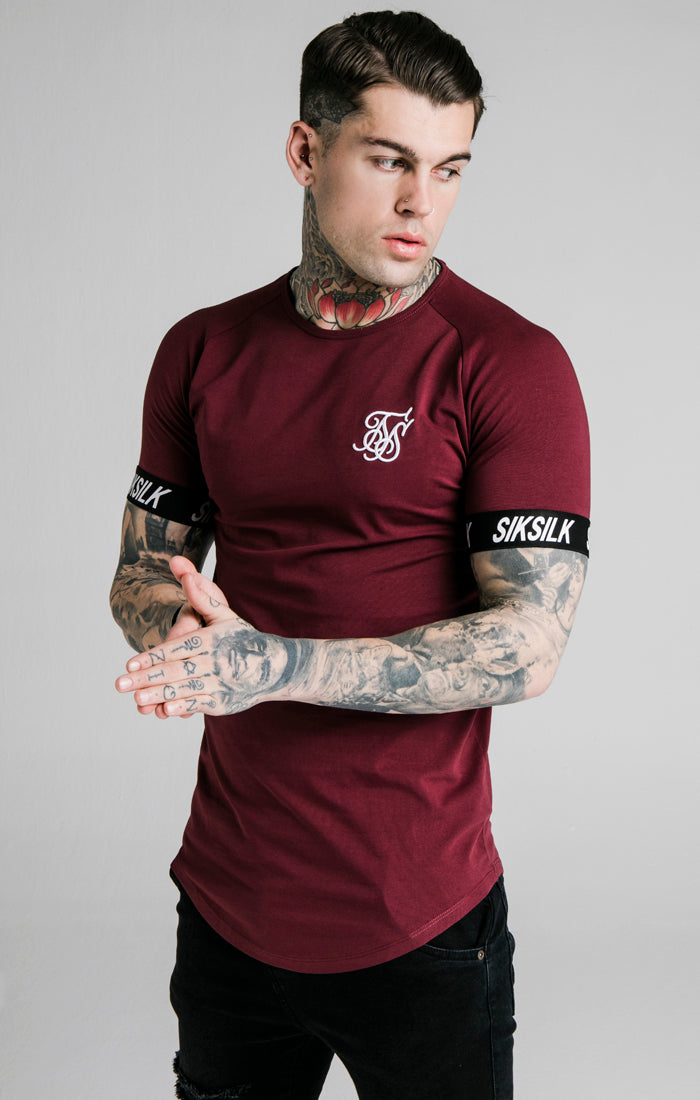 SikSilk Raglan Tech Tape Tee - Burgundy