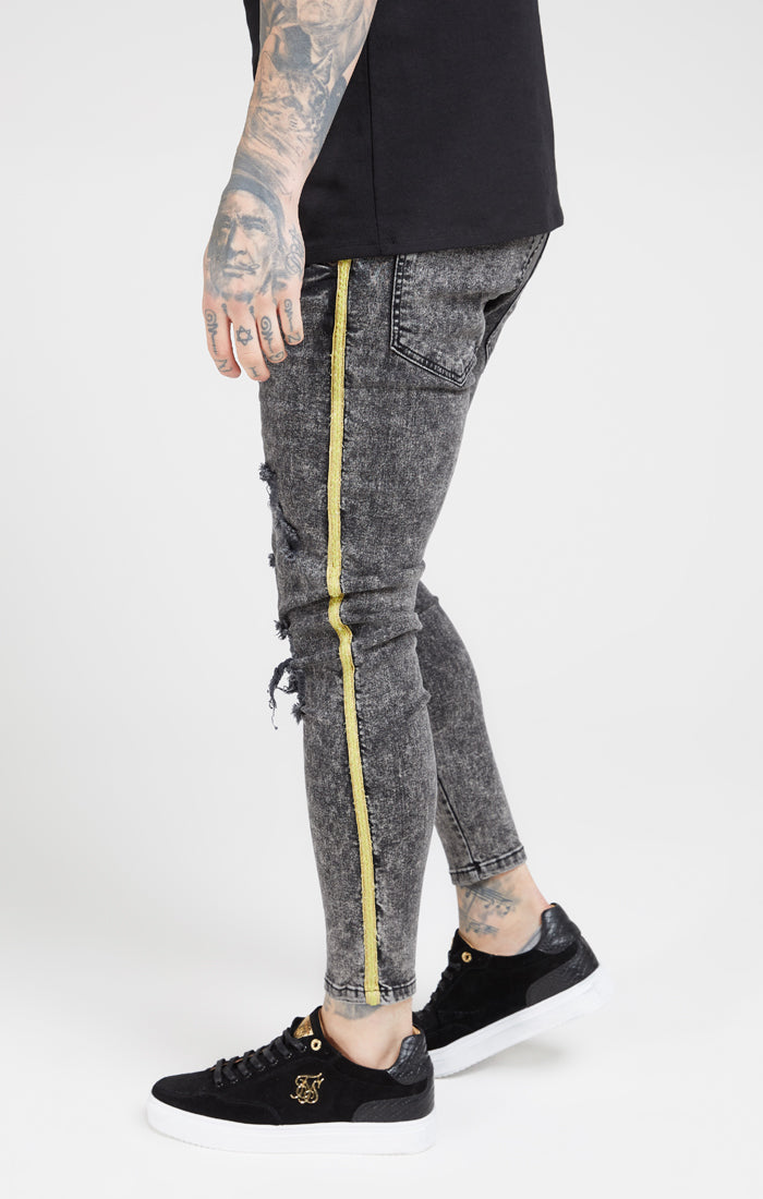 Load image into Gallery viewer, Grey Distressed Taped Skinny Denim (1)