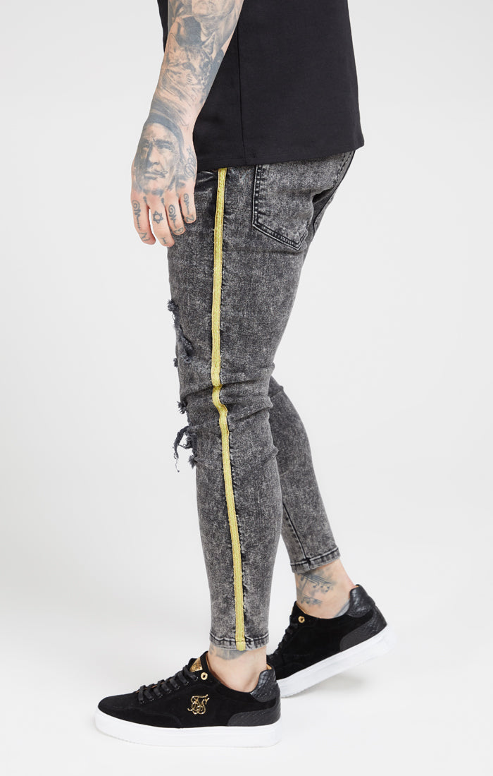 Grey Distressed Taped Skinny Denim (1)