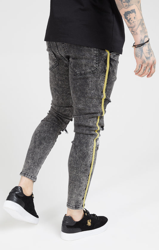 Grey Distressed Taped Skinny Denim