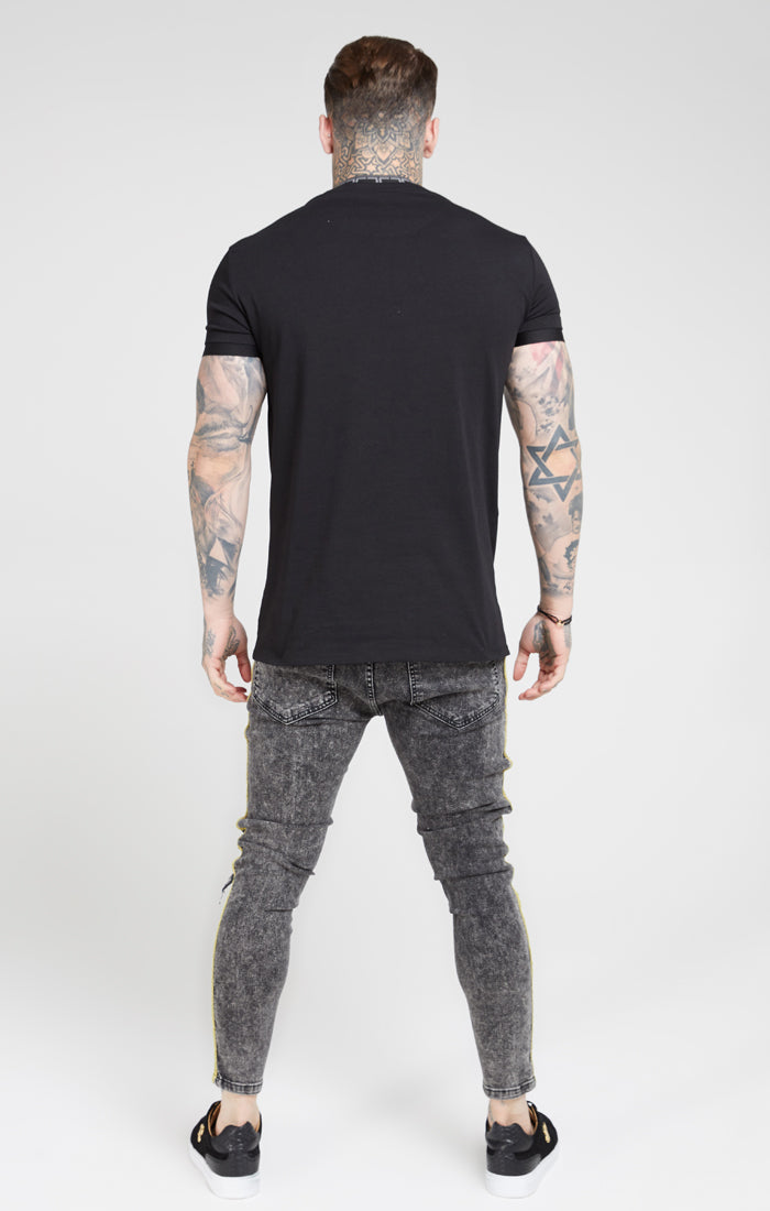 Load image into Gallery viewer, Grey Distressed Taped Skinny Denim (4)