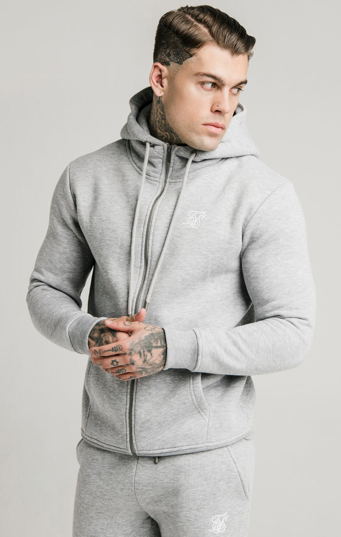 Grey Marl Zip-Thru Hoodie