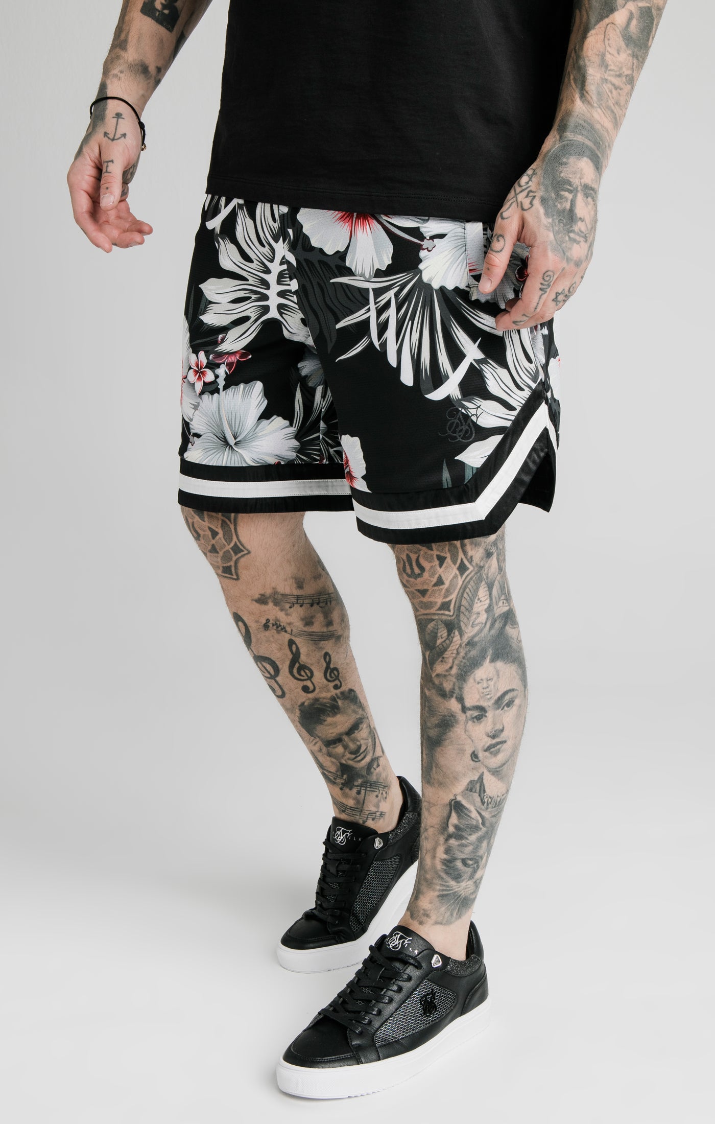 Black 2024 floral shorts