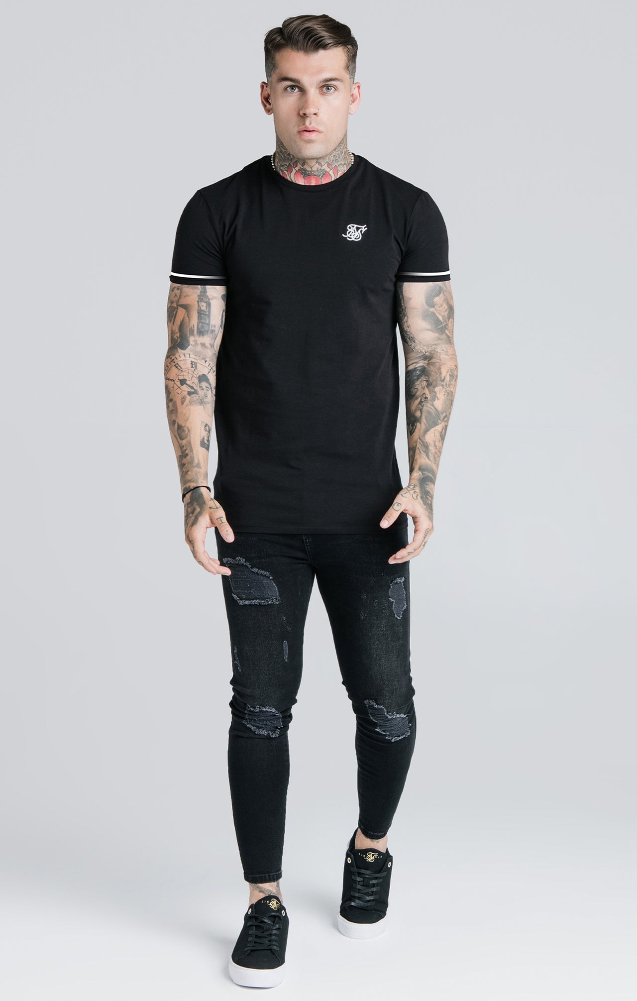 Black Cuffed T-Shirt (2)