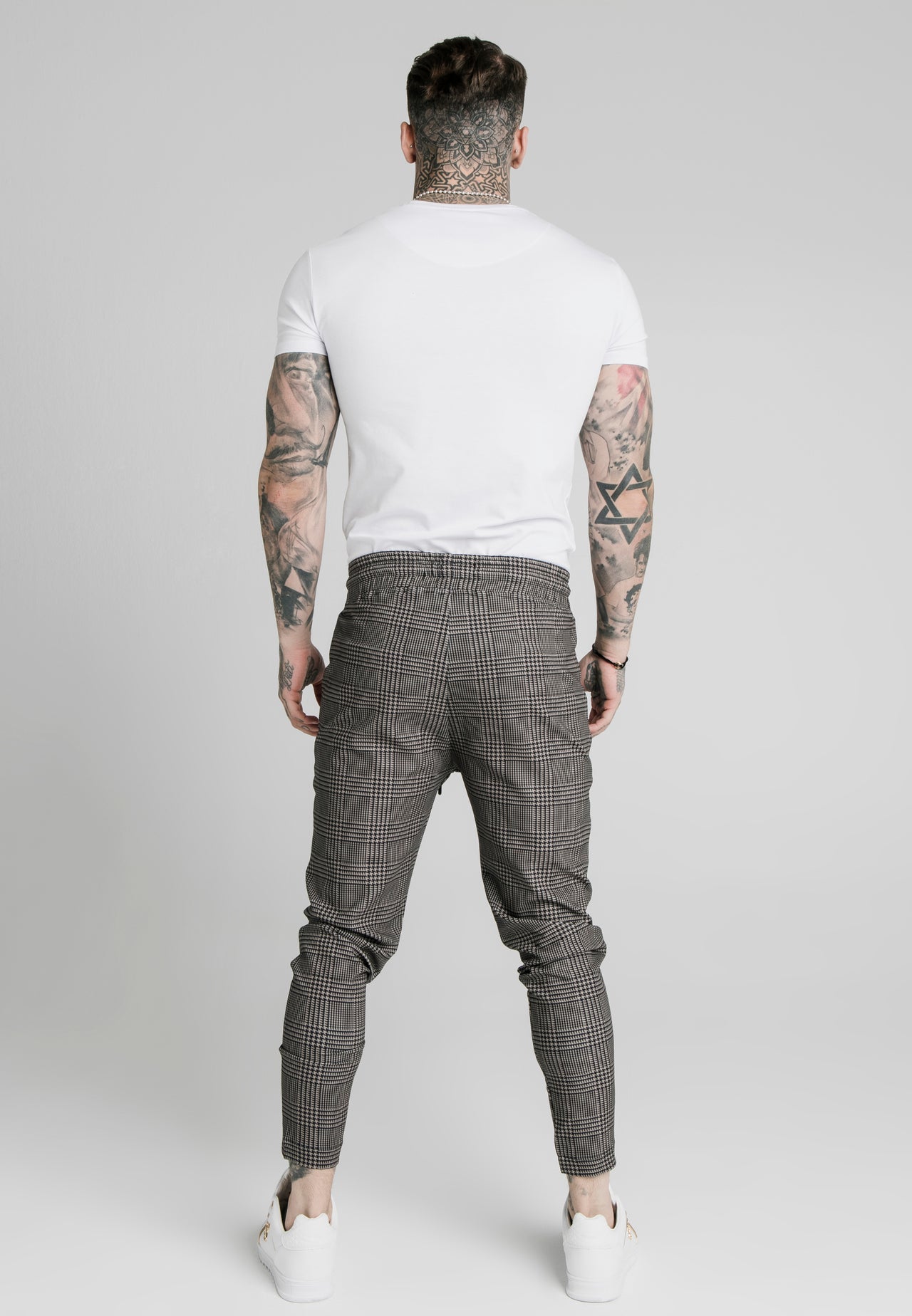 Beige Dogtooth Smart Jogger Pant (4)