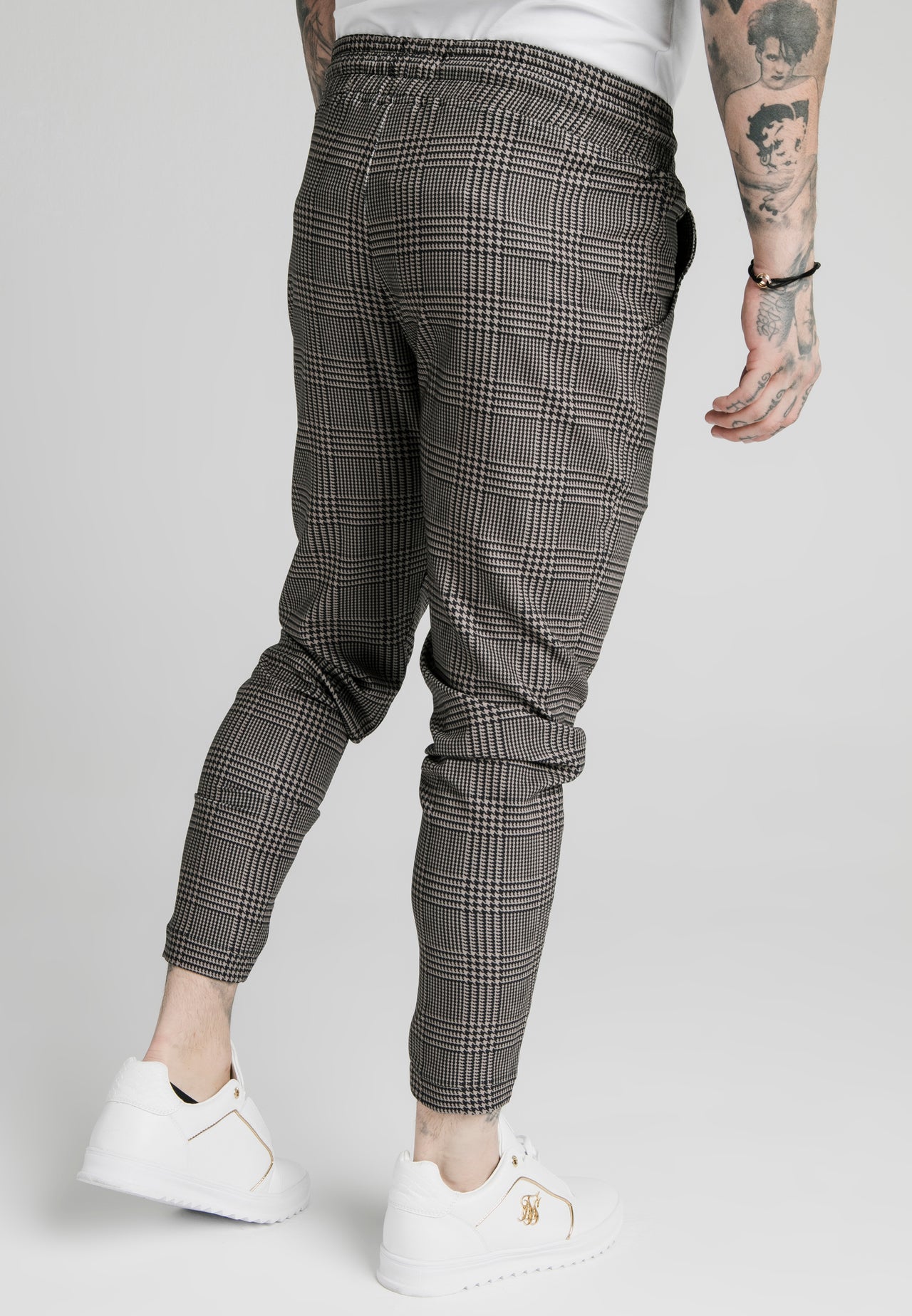 Beige Dogtooth Smart Jogger Pant (1)