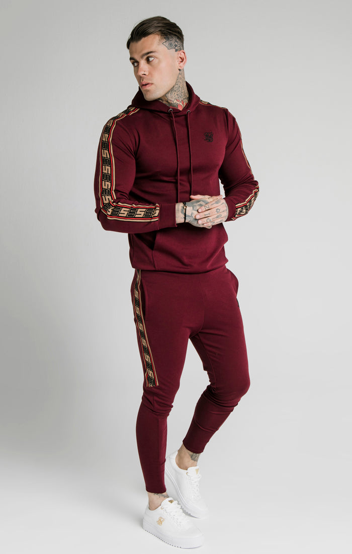 SikSilk Jacquard Retro Overhead Hoodie Burgundy