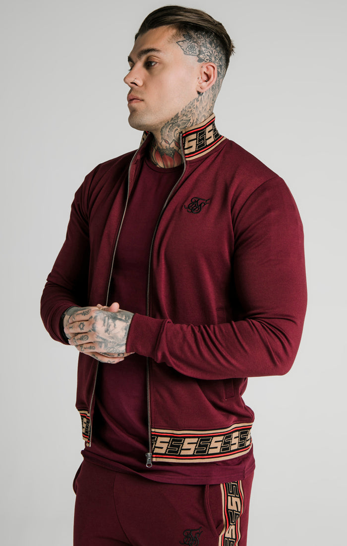 SikSilk Jacquard Retro Zip Through - Burgundy