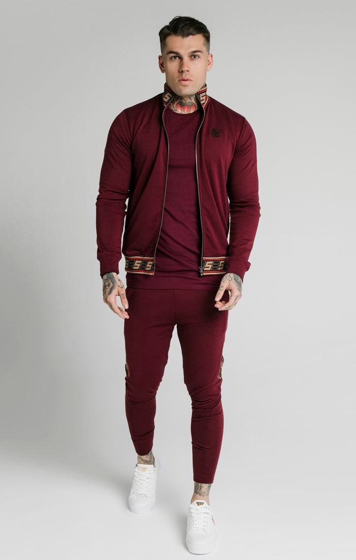 SikSilk Jacquard Retro Zip Through - Burgundy (1)