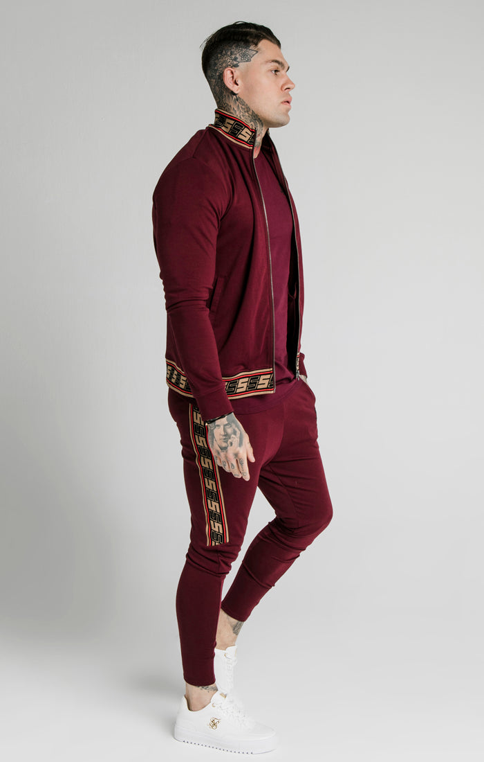 SikSilk Jacquard Retro Zip Through - Burgundy (3)