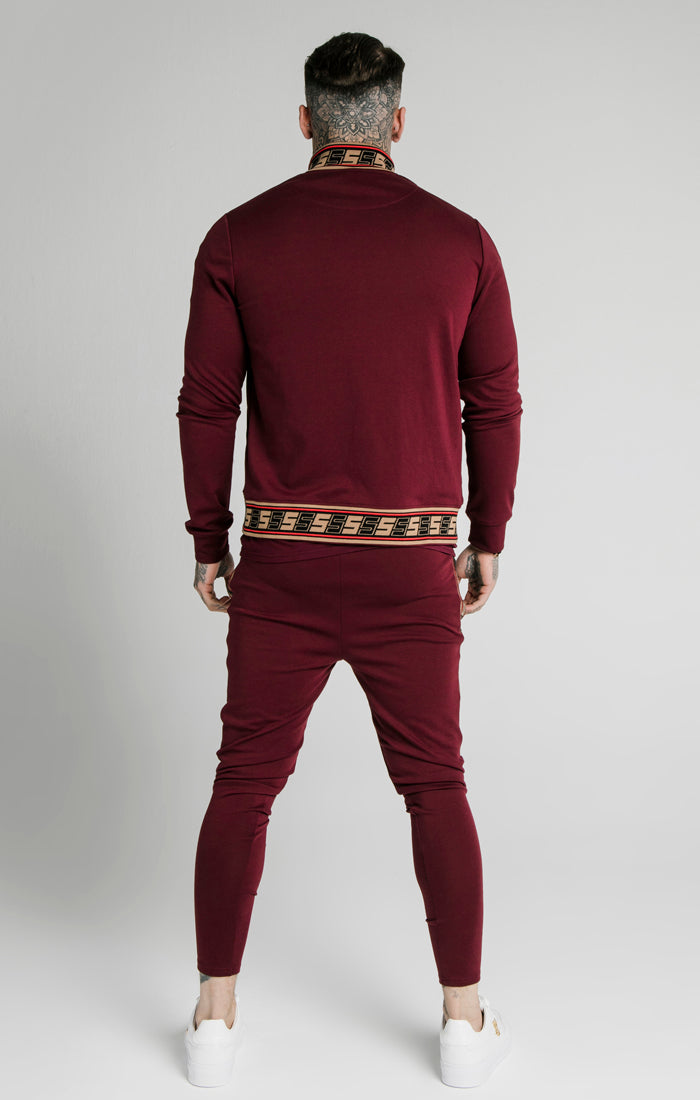 SikSilk Jacquard Retro Zip Through - Burgundy (4)