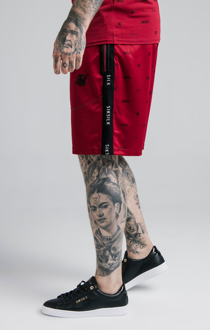SikSilk Shadow Loose Fit Shorts - Deep Red & Black (1)