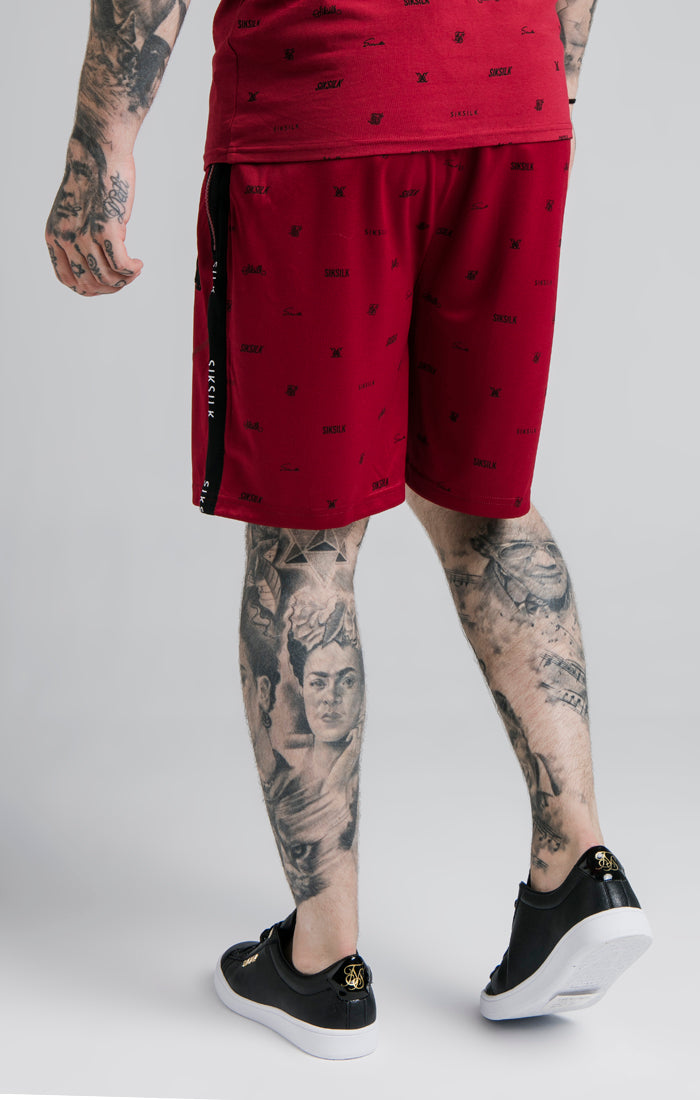 SikSilk Shadow Loose Fit Shorts - Deep Red & Black (2)