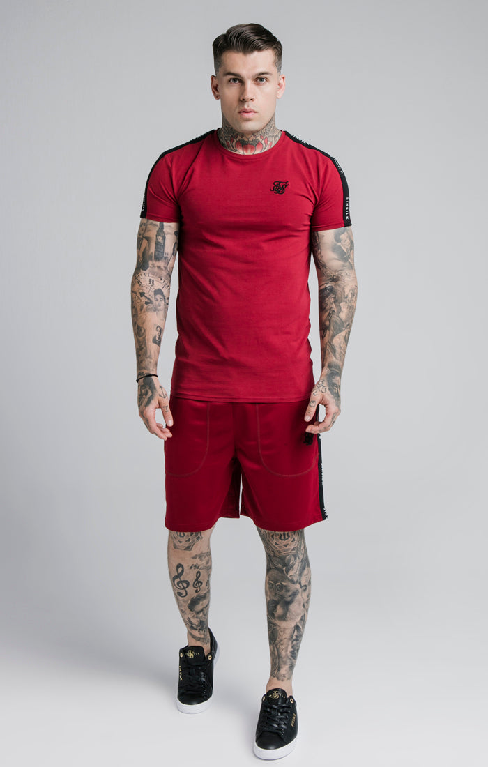SikSilk Shadow Loose Fit Shorts - Deep Red & Black (3)