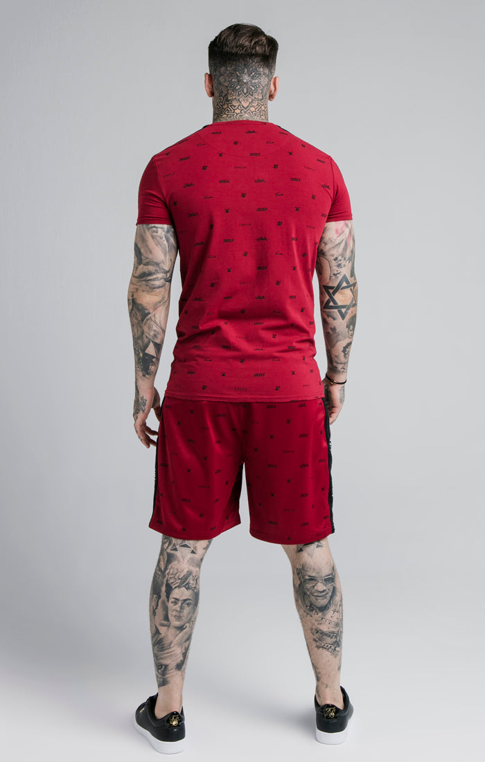 SikSilk Shadow Loose Fit Shorts - Deep Red & Black (4)