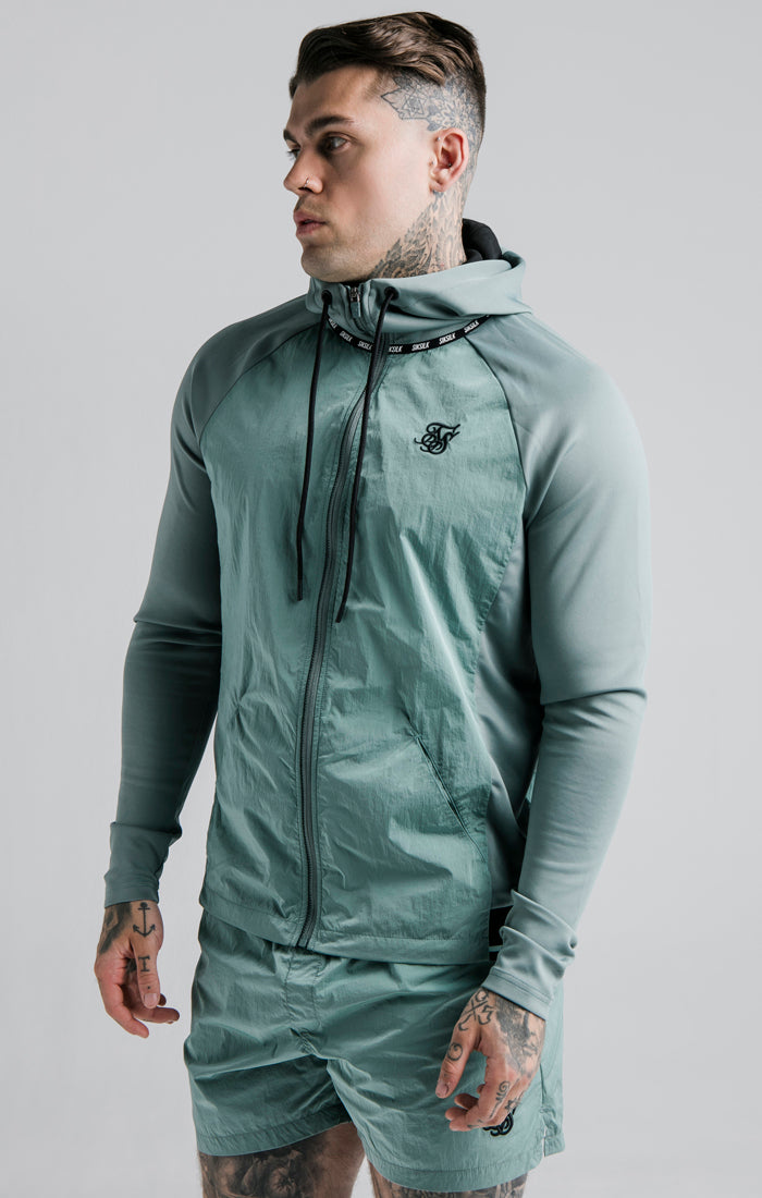 Load image into Gallery viewer, SikSilk Adapt Crushed Nylon Zip Through Hoodie - Pacific