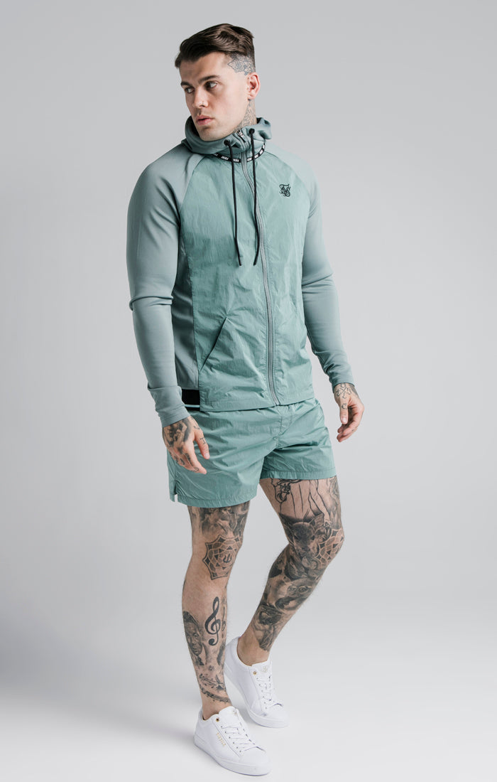 Load image into Gallery viewer, SikSilk Adapt Crushed Nylon Zip Through Hoodie - Pacific (3)