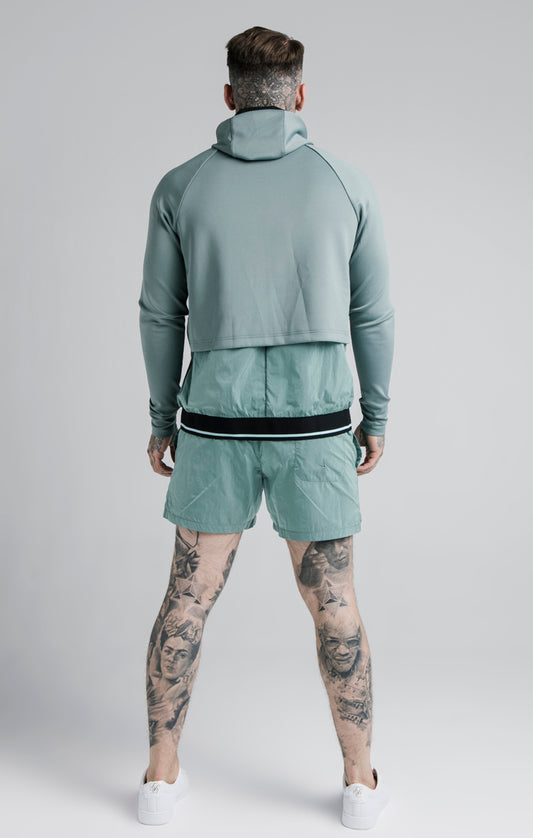 SikSilk Adapt Crushed Nylon Zip Through Hoodie - Pacific