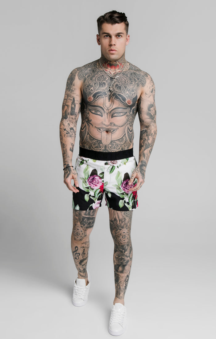 Load image into Gallery viewer, Black Floral Swim Short (2)