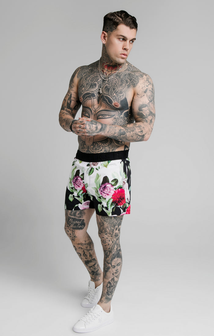 Load image into Gallery viewer, Black Floral Swim Short (3)