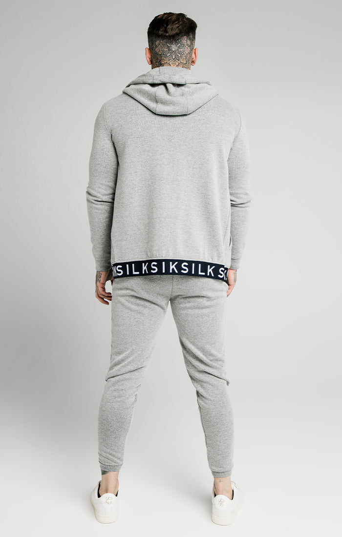 SikSilk Elastic Jacquard Zip Through Hoodie – Grey (4)